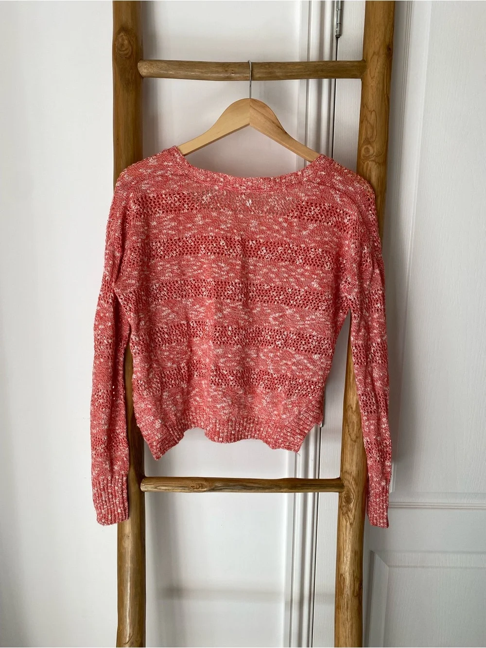 Roxy Breezy Knit Relaxed Lightweight Cropped Coral Sweater Sz XS/S Beachy Spring